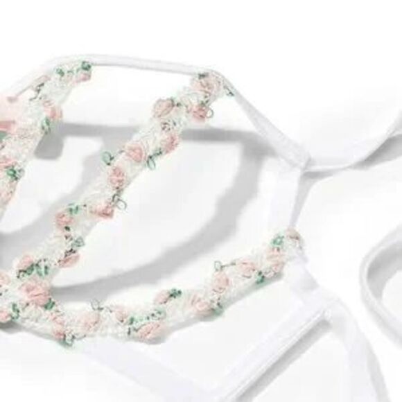 NWT {Victoria's Secret} White Rose Open Cup Bra 34DD: Elegant Sensuality NWT - Picture 4 of 11